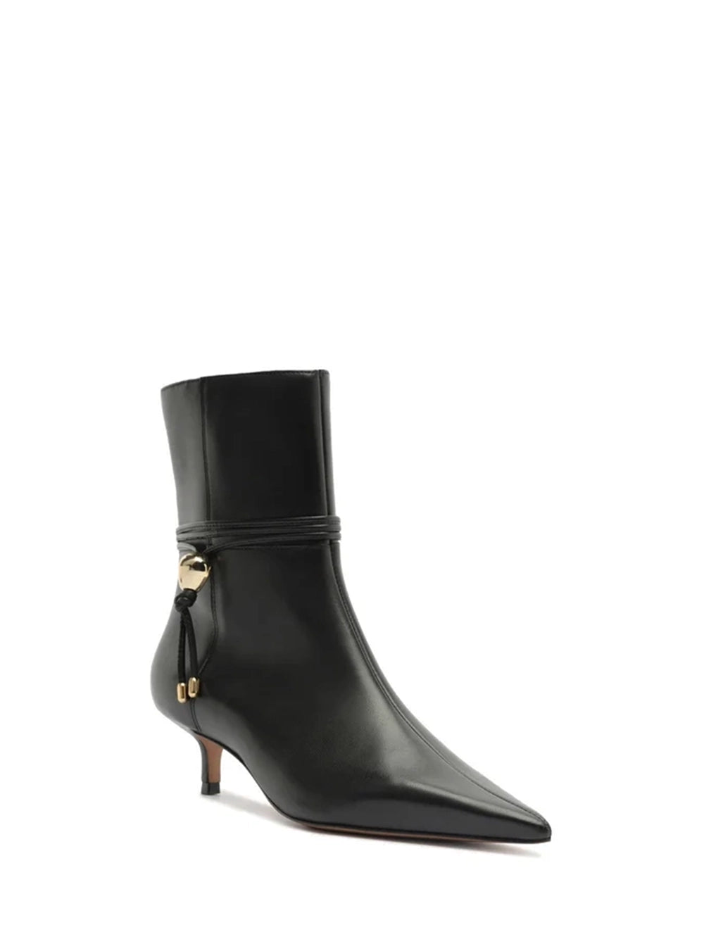 Bota Arezzo Preta em Pele e Salto Kitten