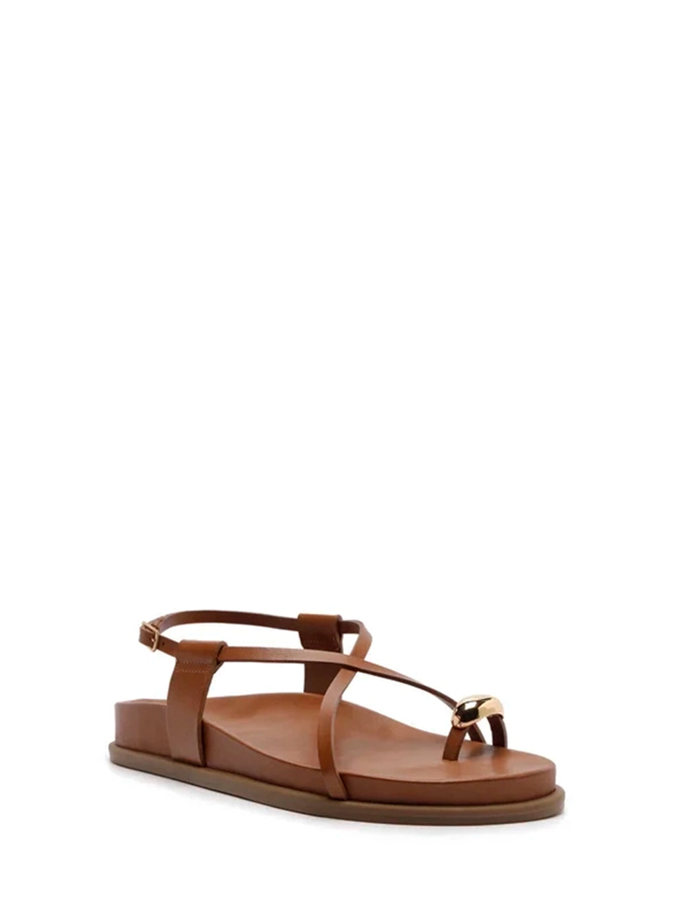 Brown Leather and Bold Metal Sandal