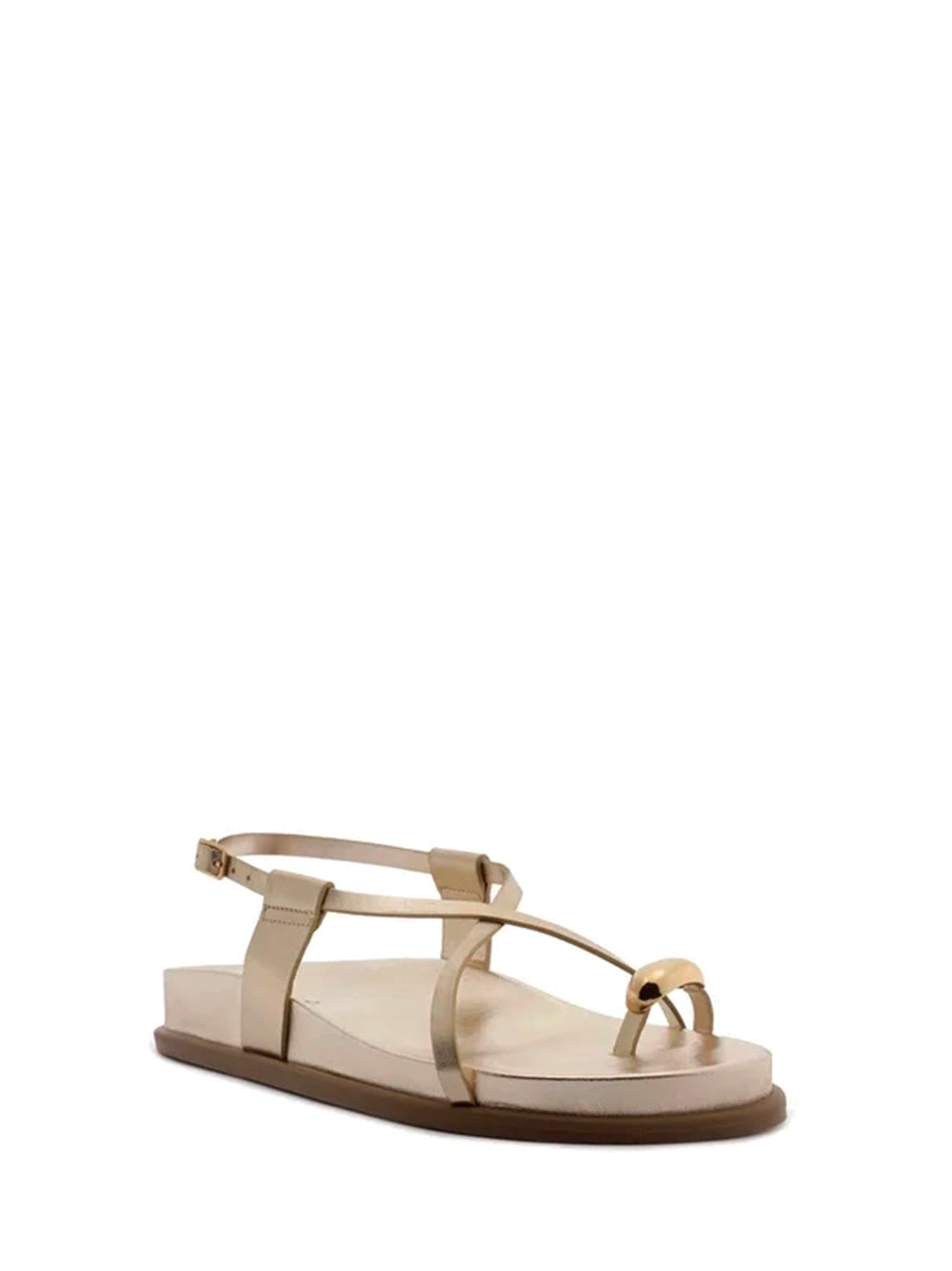 Gold Leather and Bold Metal Sandals