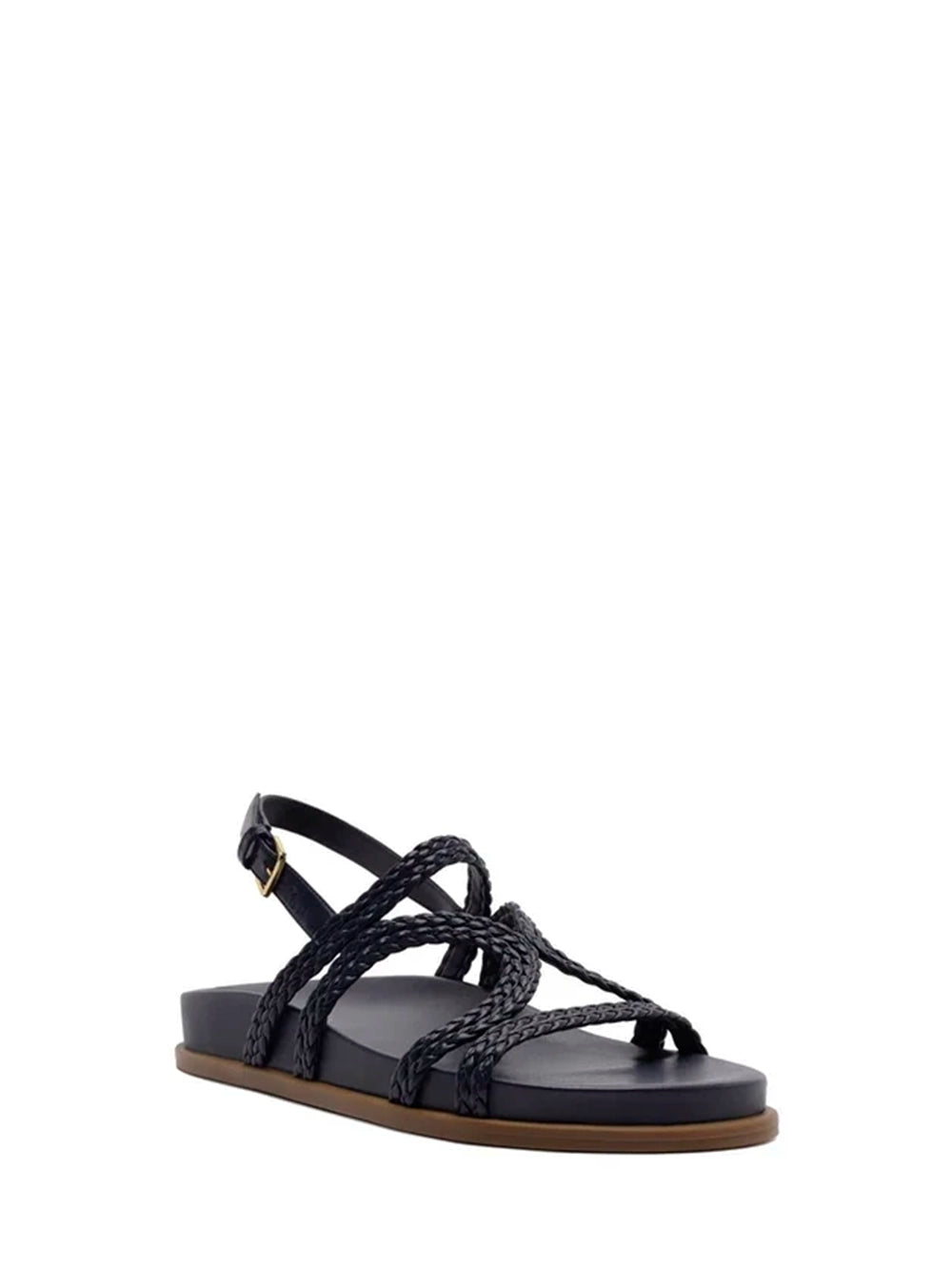 Blue Leather Braided Strap Sandals