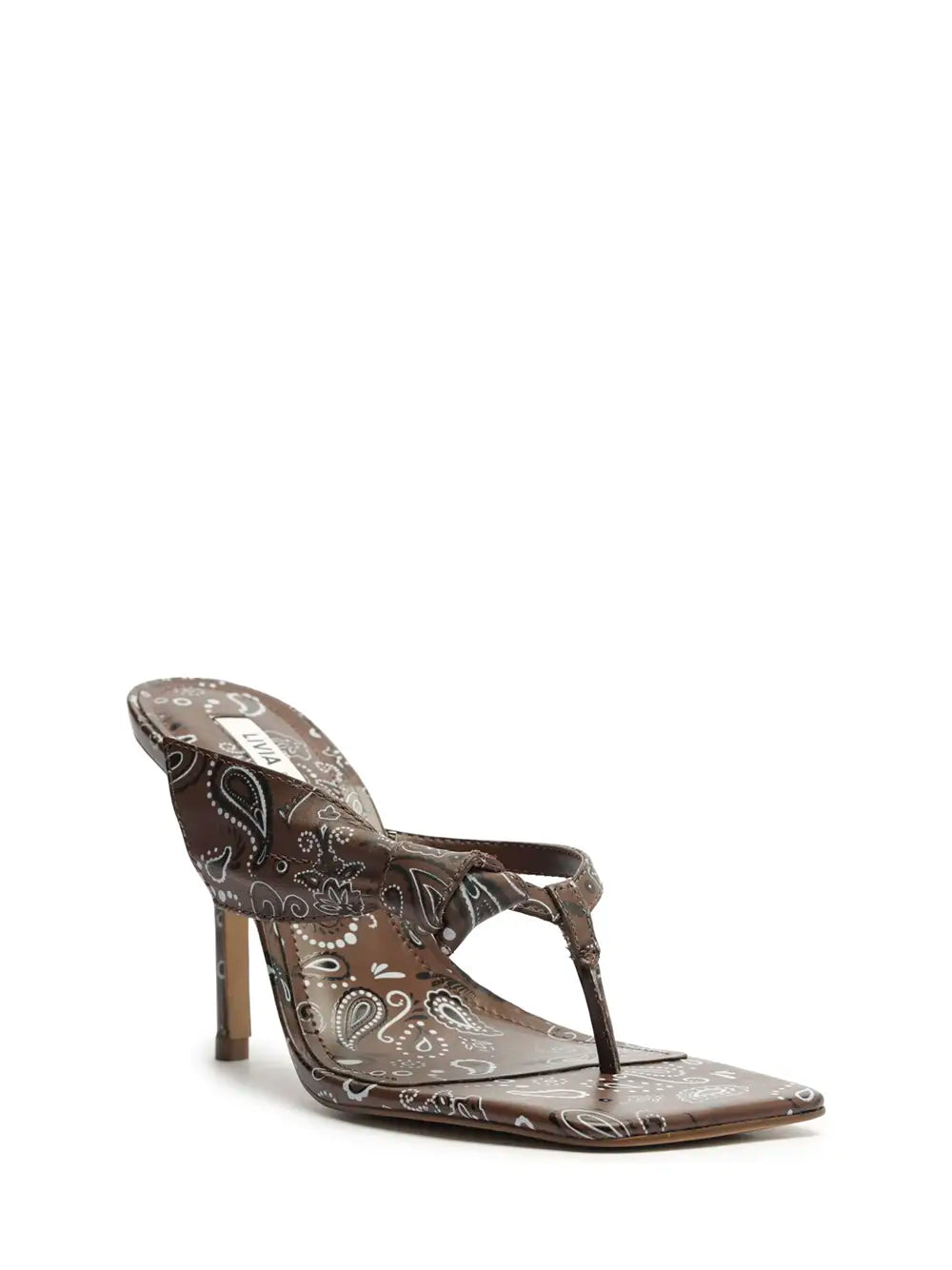 Arezzo Brown Paisley Print Sandal with Thin Strap