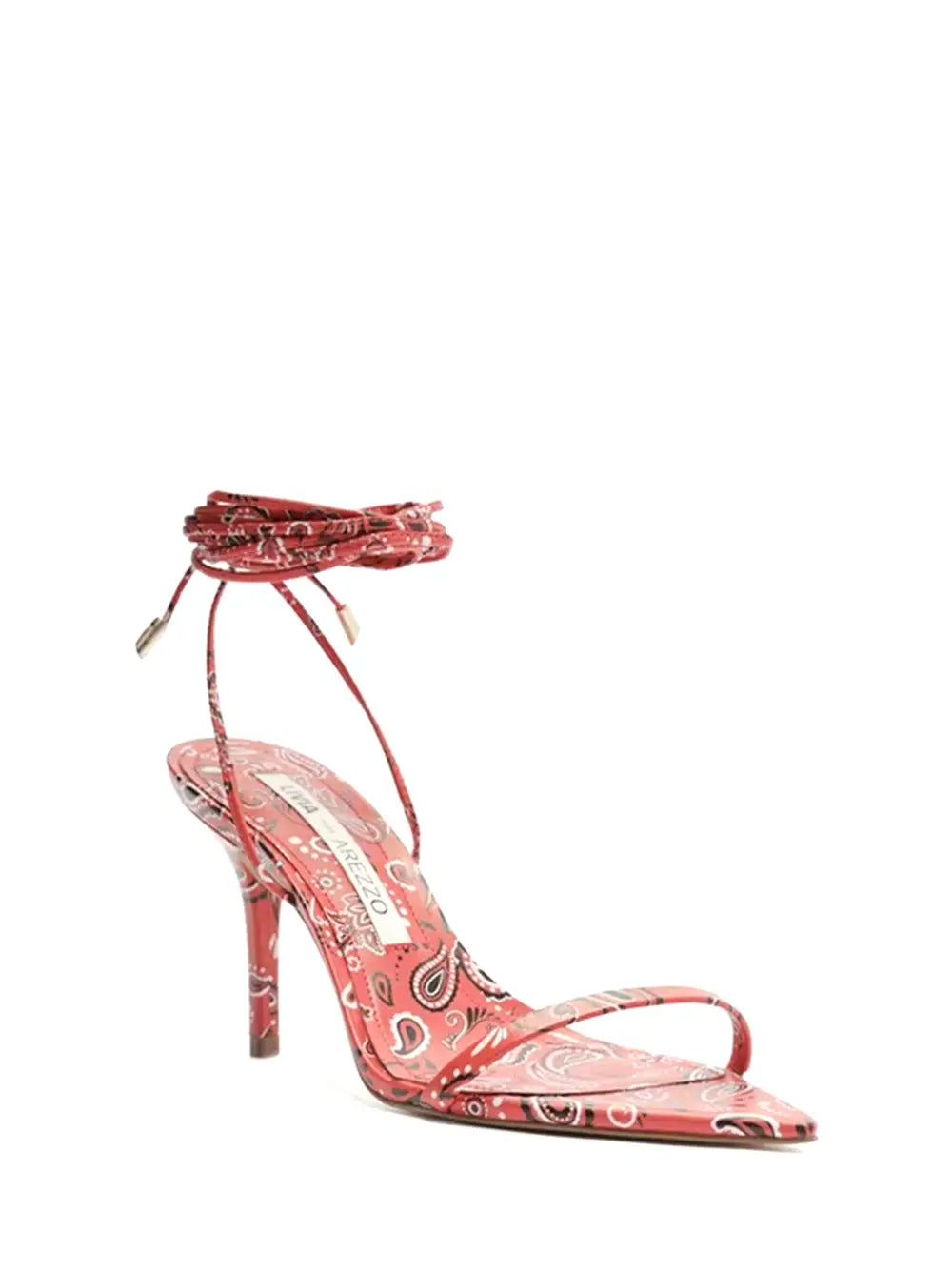 Arezzo Red Paisley Print Strappy Sandals