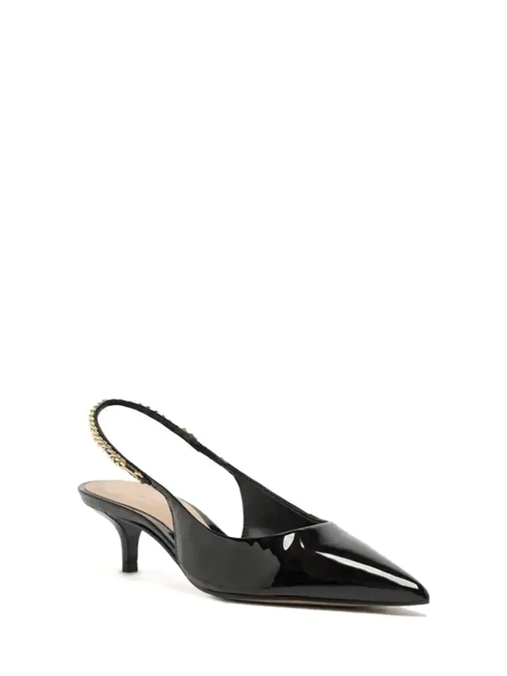 Black Arezzo Leather and Chain Pumps