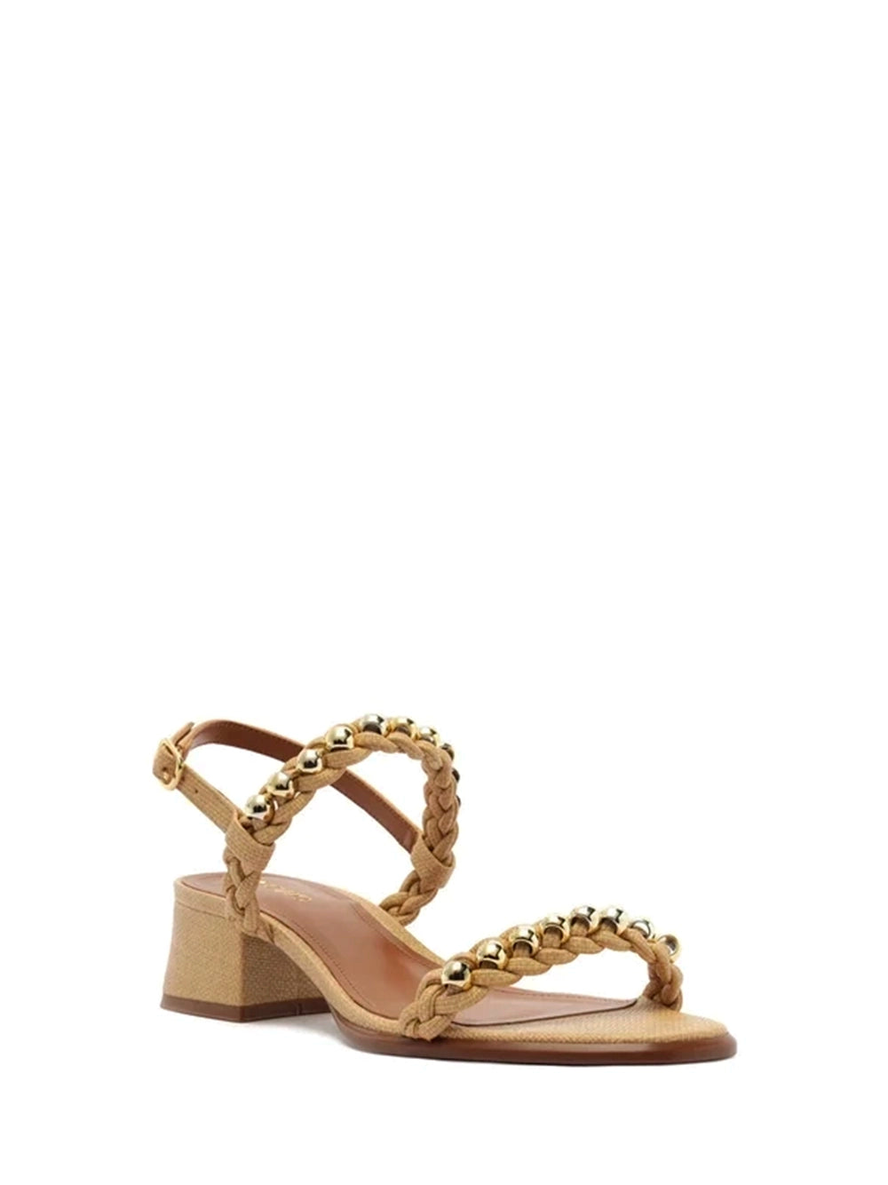 Beige Raffia Sandal Metallic Spheres