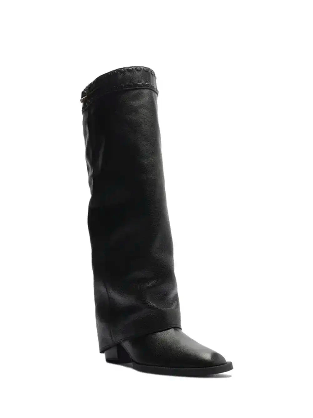 Bota Preta em Pele e Cano Alto
