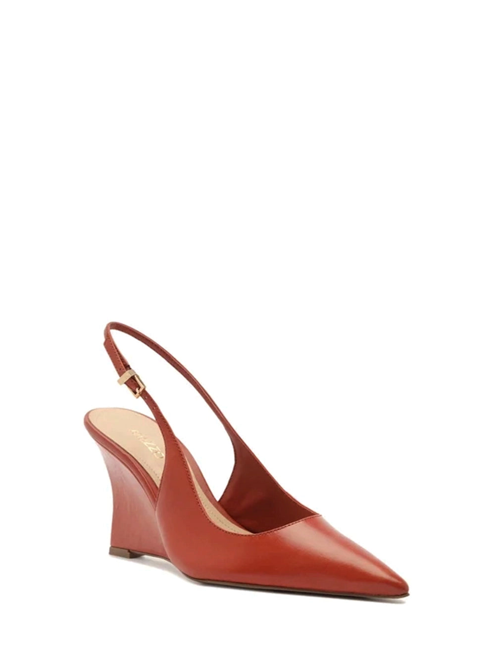 Brown Leather Wedge Court Shoes