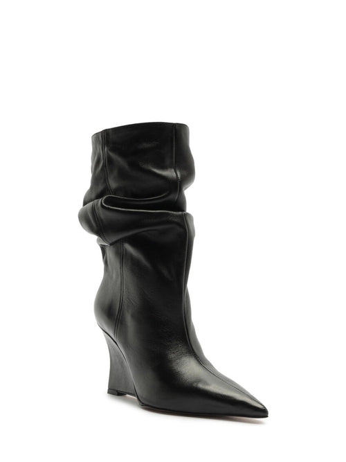 Arezzo Black Leather Slouchy Boot