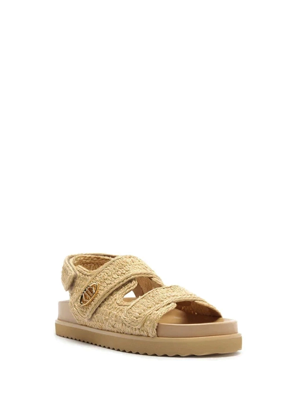 Sandália Beige Bordada Tratorada