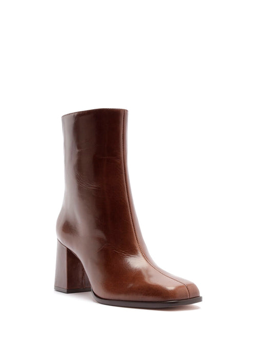 Arezzo Brown Leather Block Heel Boot