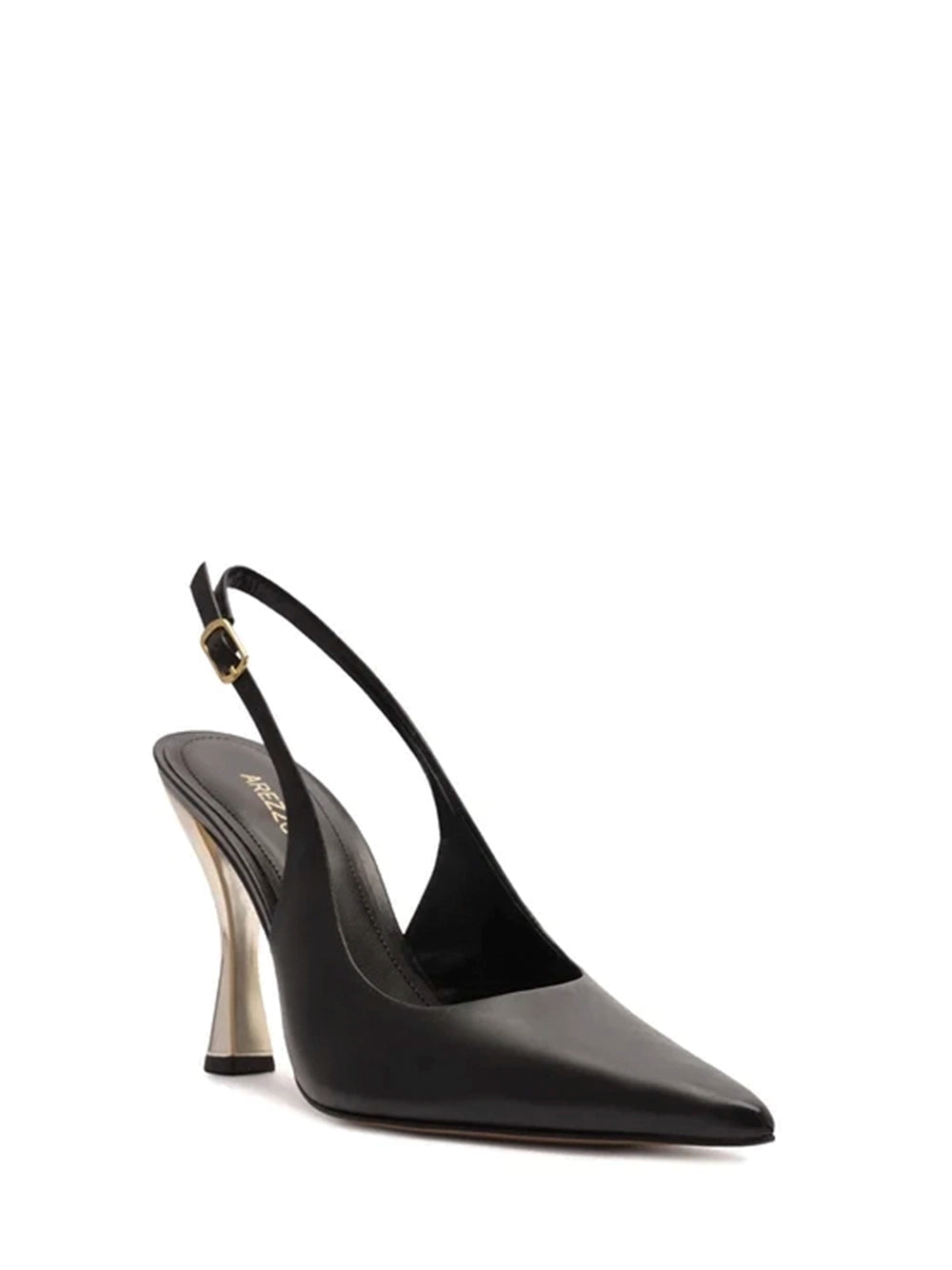 Scarpin Preto em Pele e Salto em Metal