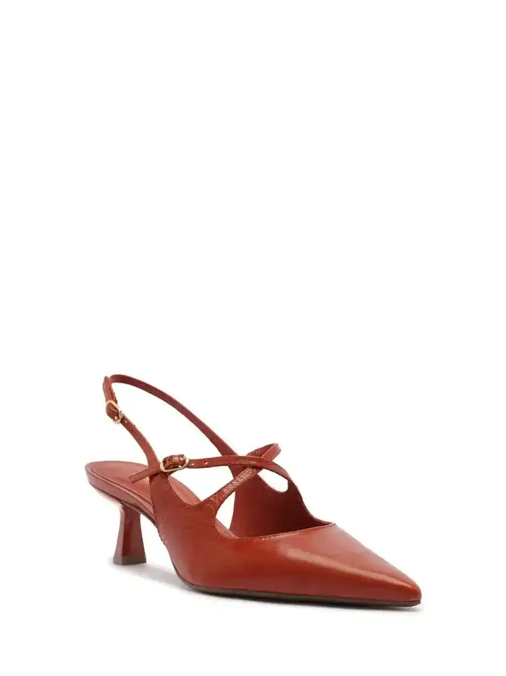 Red Leather Court Shoes with Straps