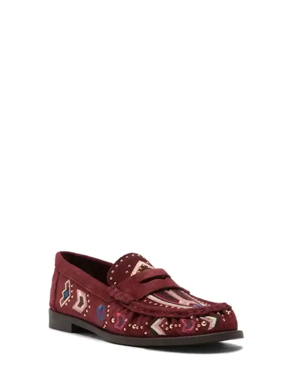 Loafer em Camurça Bordeaux e Bordado
