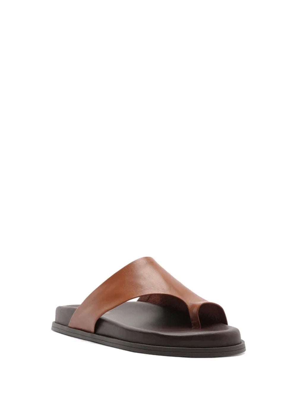 Brown Leather Sandals with Wide Strap
