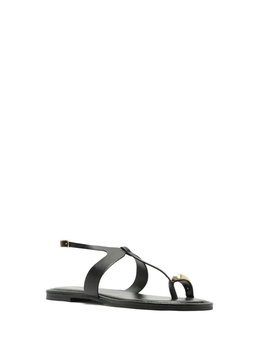 Black Leather and Metal Sandal
