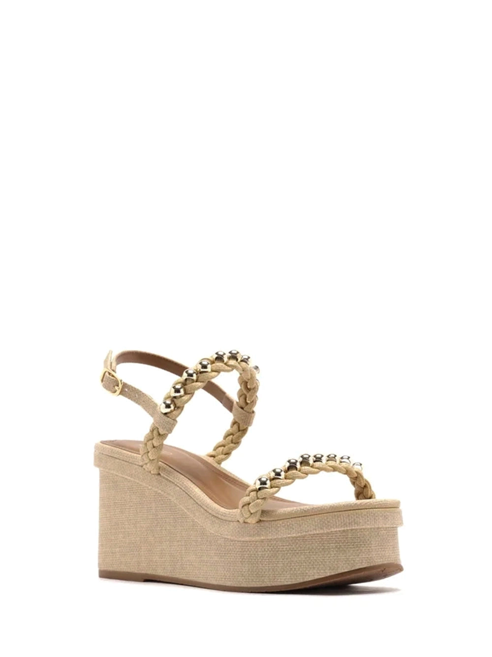 Beige Raffia Platform Sandals
