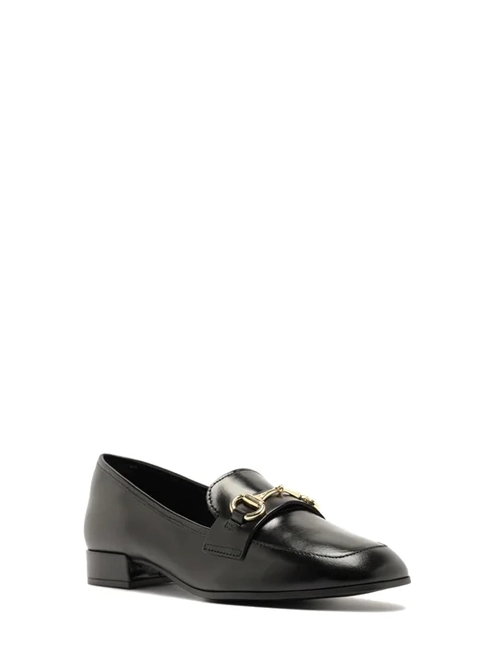Loafer Arezzo Preto em Pele e Metal