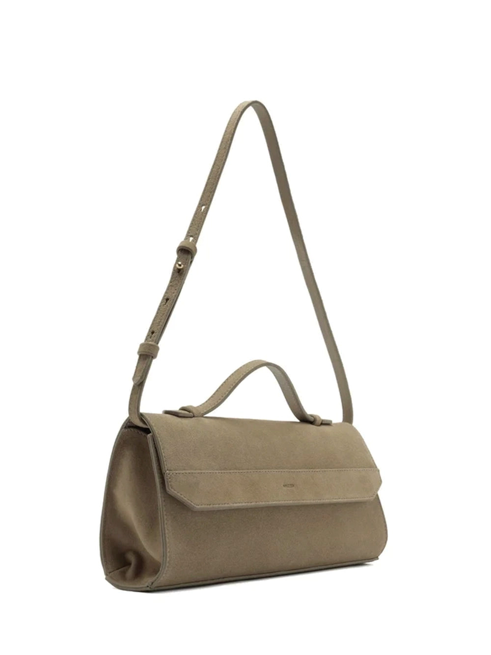 Gray Suede Crossbody Bag with Chain