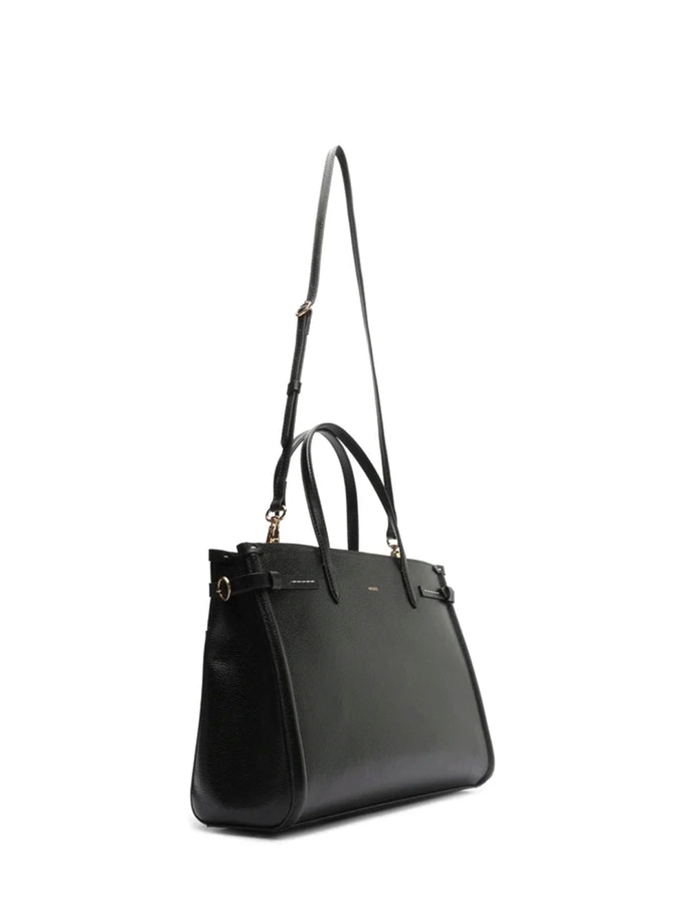 Black Leather Maxi Tote Bag