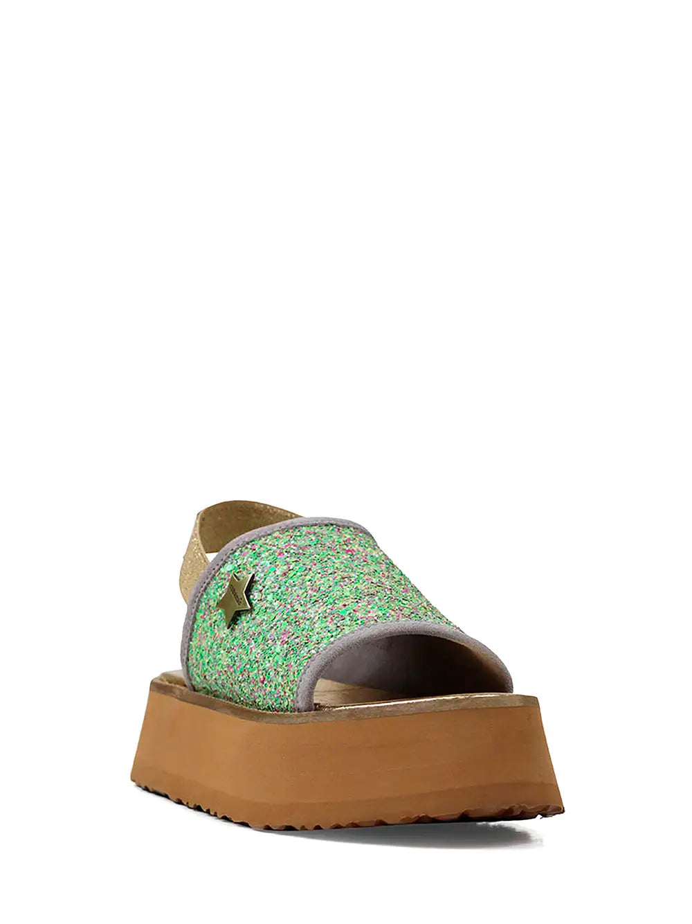 Sandália de Plataforma com Glitter Verde