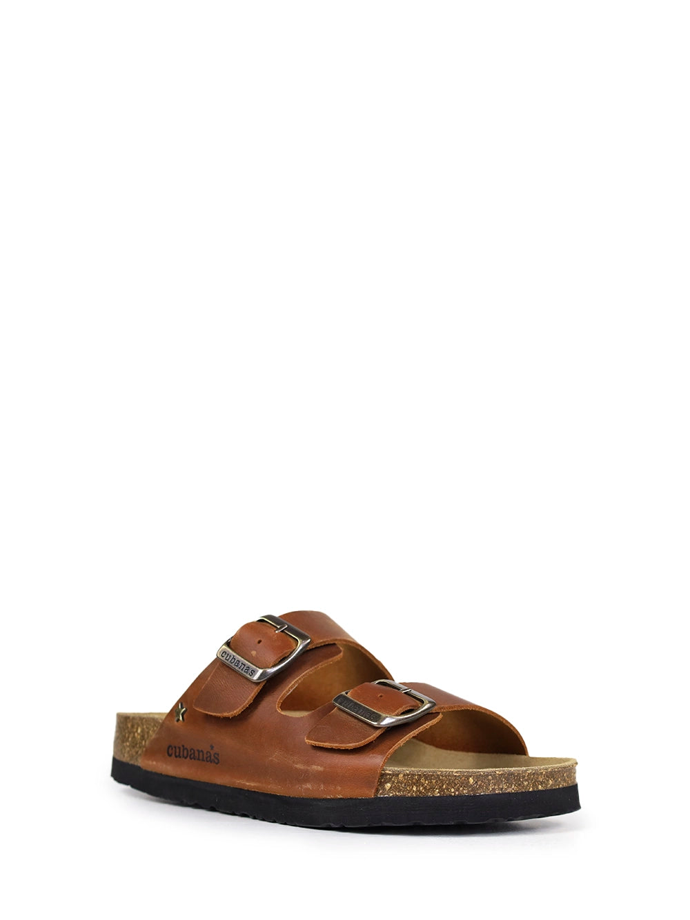 Amália Camel Leather Sandals with Two Straps