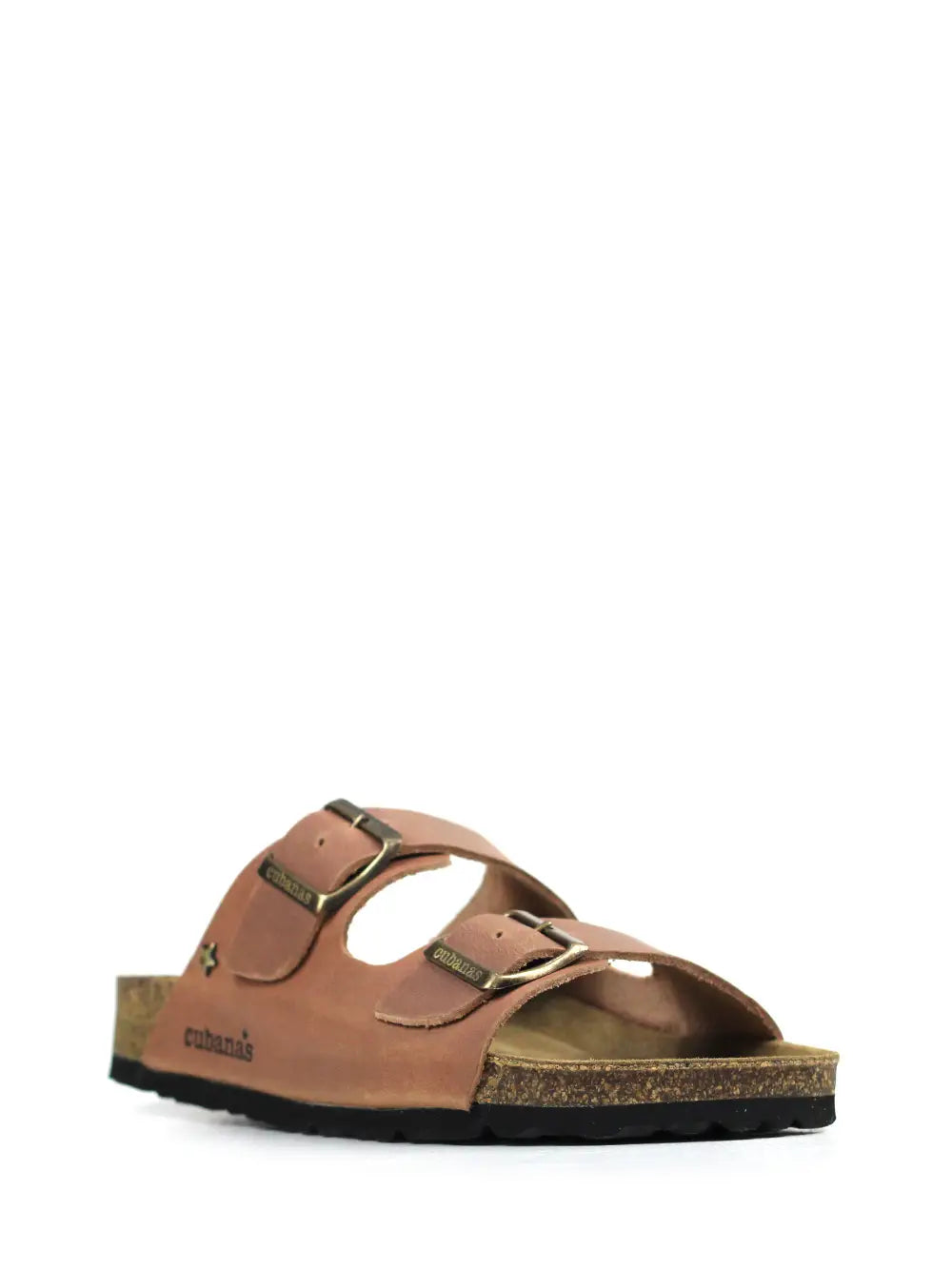 Men's Brown Leather Two-Strap Sandals