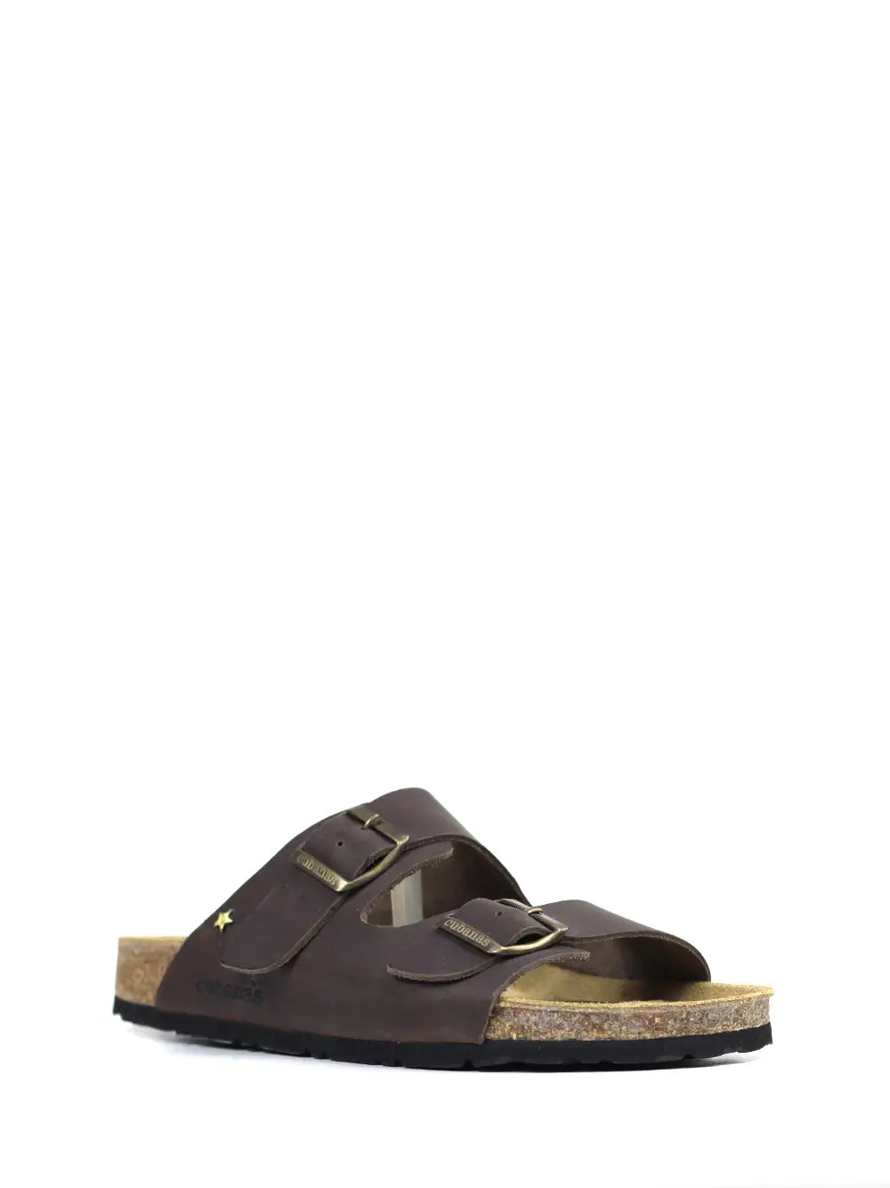 Men's Brown Leather Two-Strap Sandals