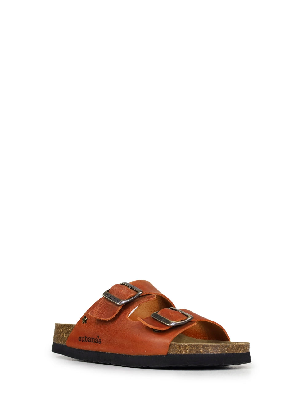 Orange Leather Amália Sandals with Two Straps