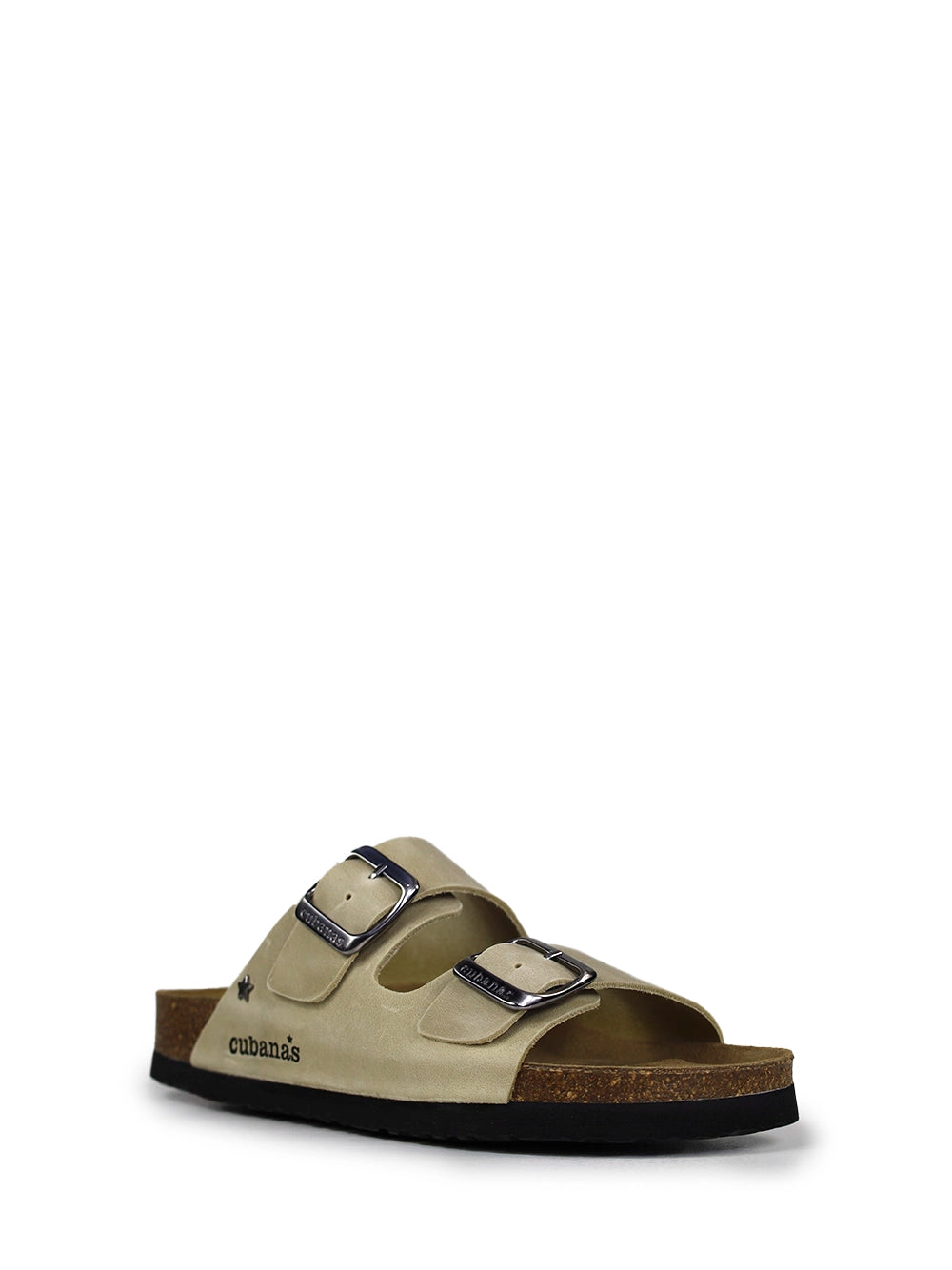 Amália Off-White Leather Two-Strap Sandals