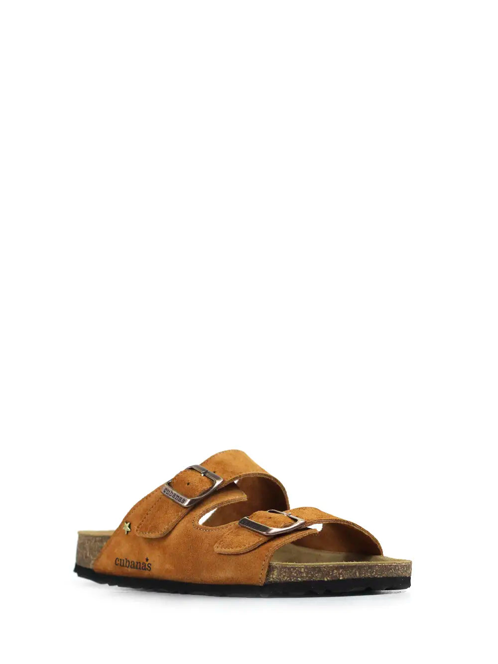 Amália Camel Suede Two-Strap Sandals