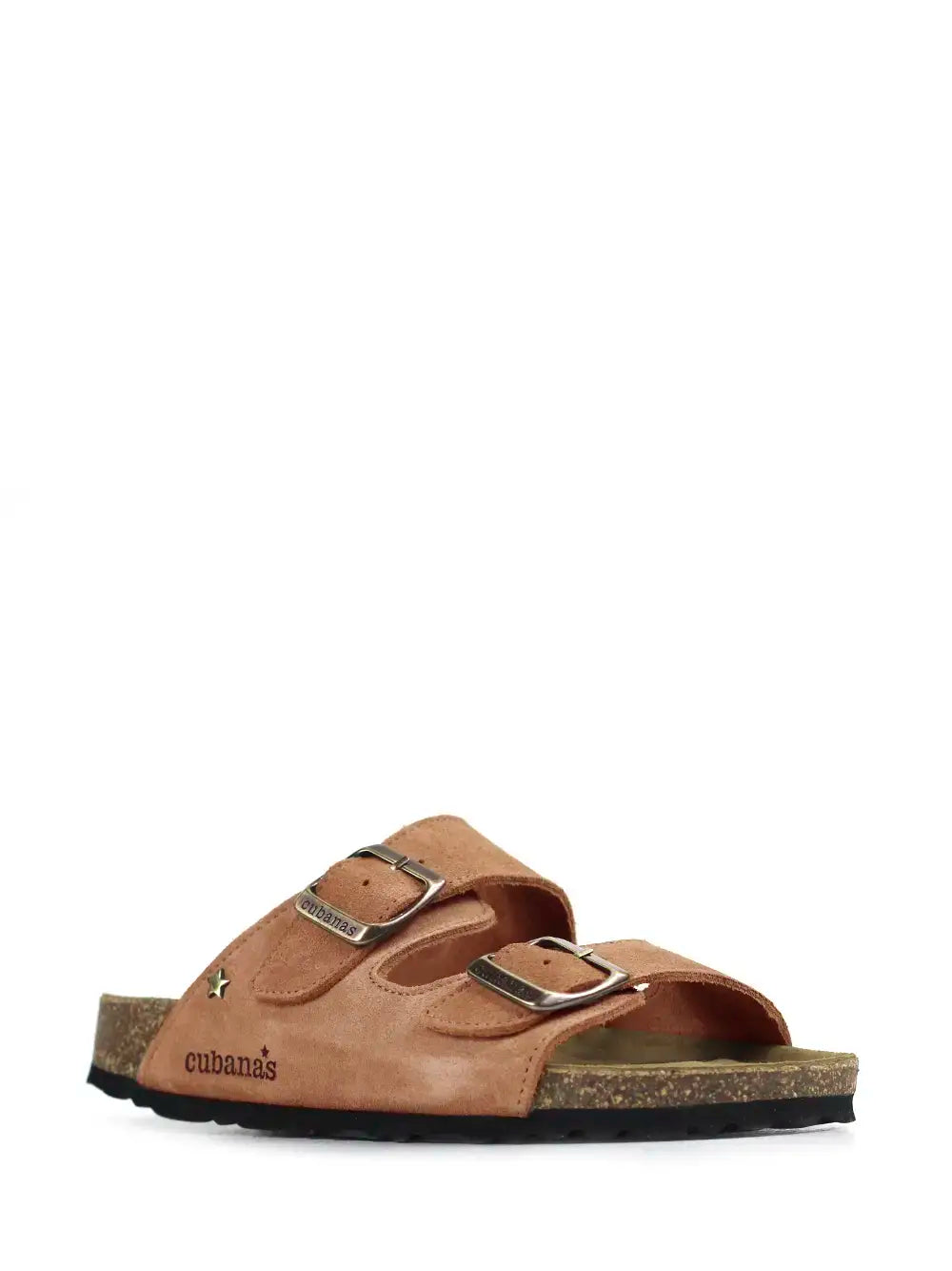 Amália Beige Suede Two-Strap Sandals