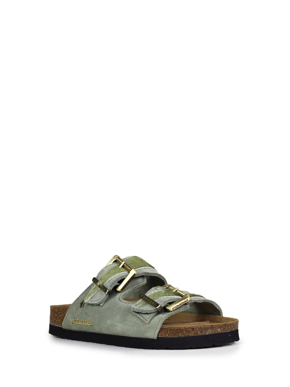 Amália Green Suede and Fur Sandals