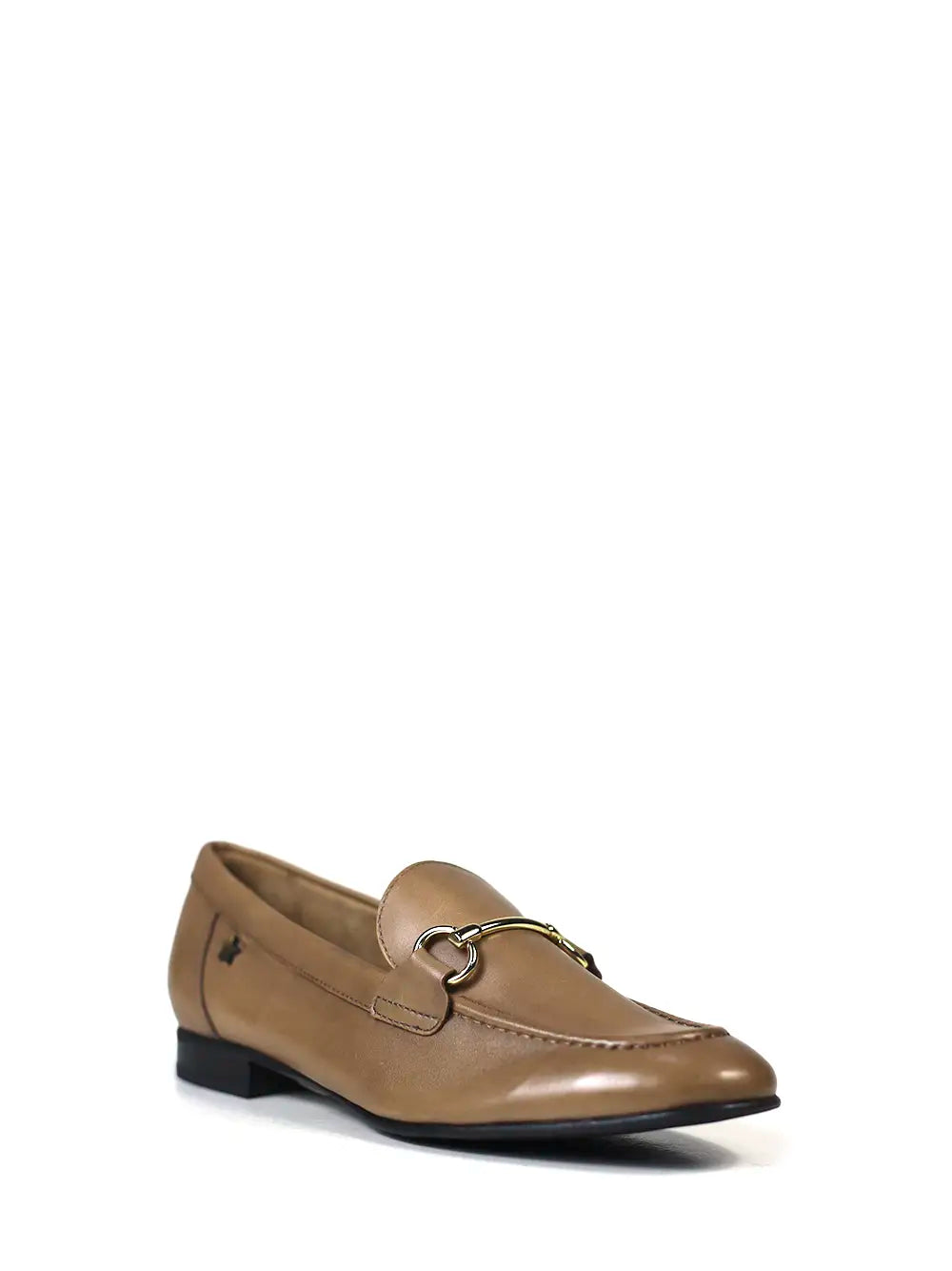 Camel Leather and Metal Loafer