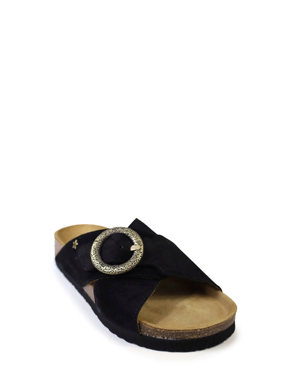 Carmo Black Suede Cross-Strap Sandals