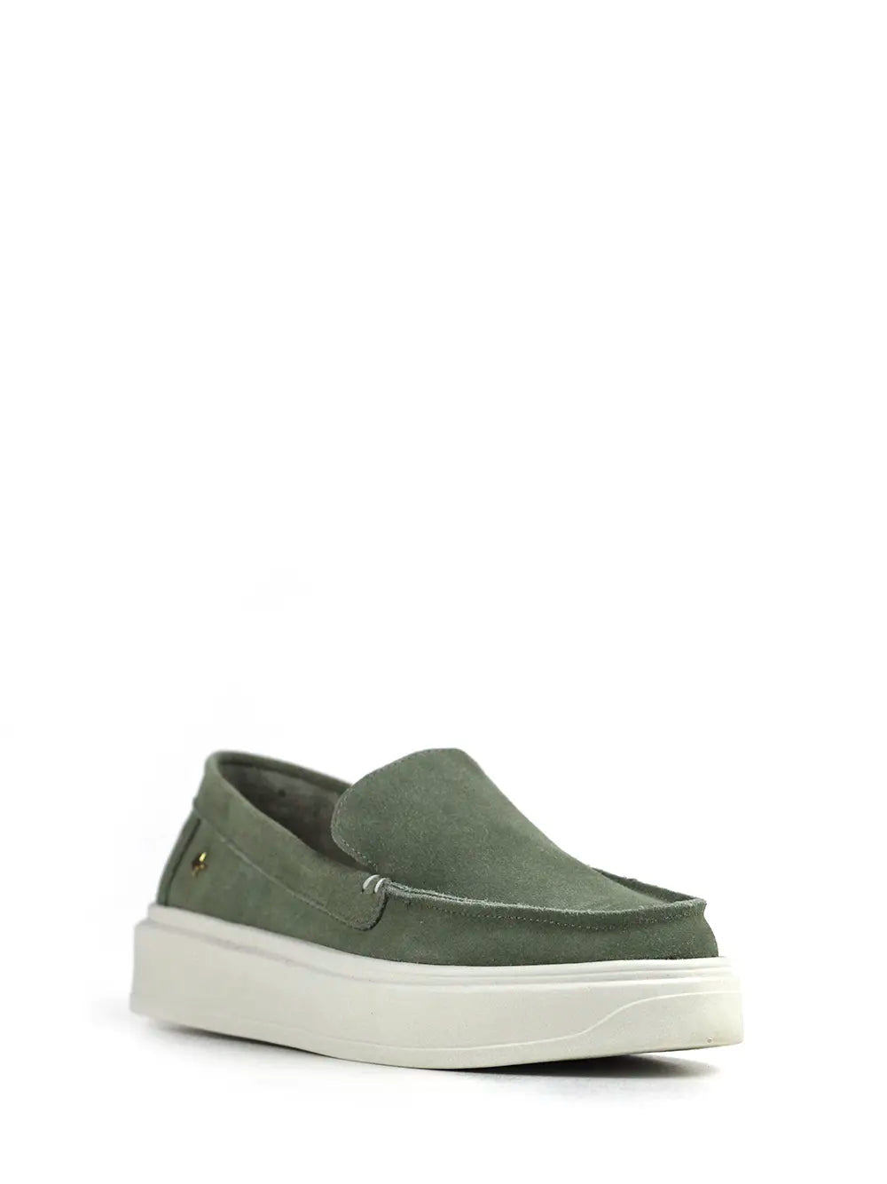 Green Suede Loafers with Chunky Soles
