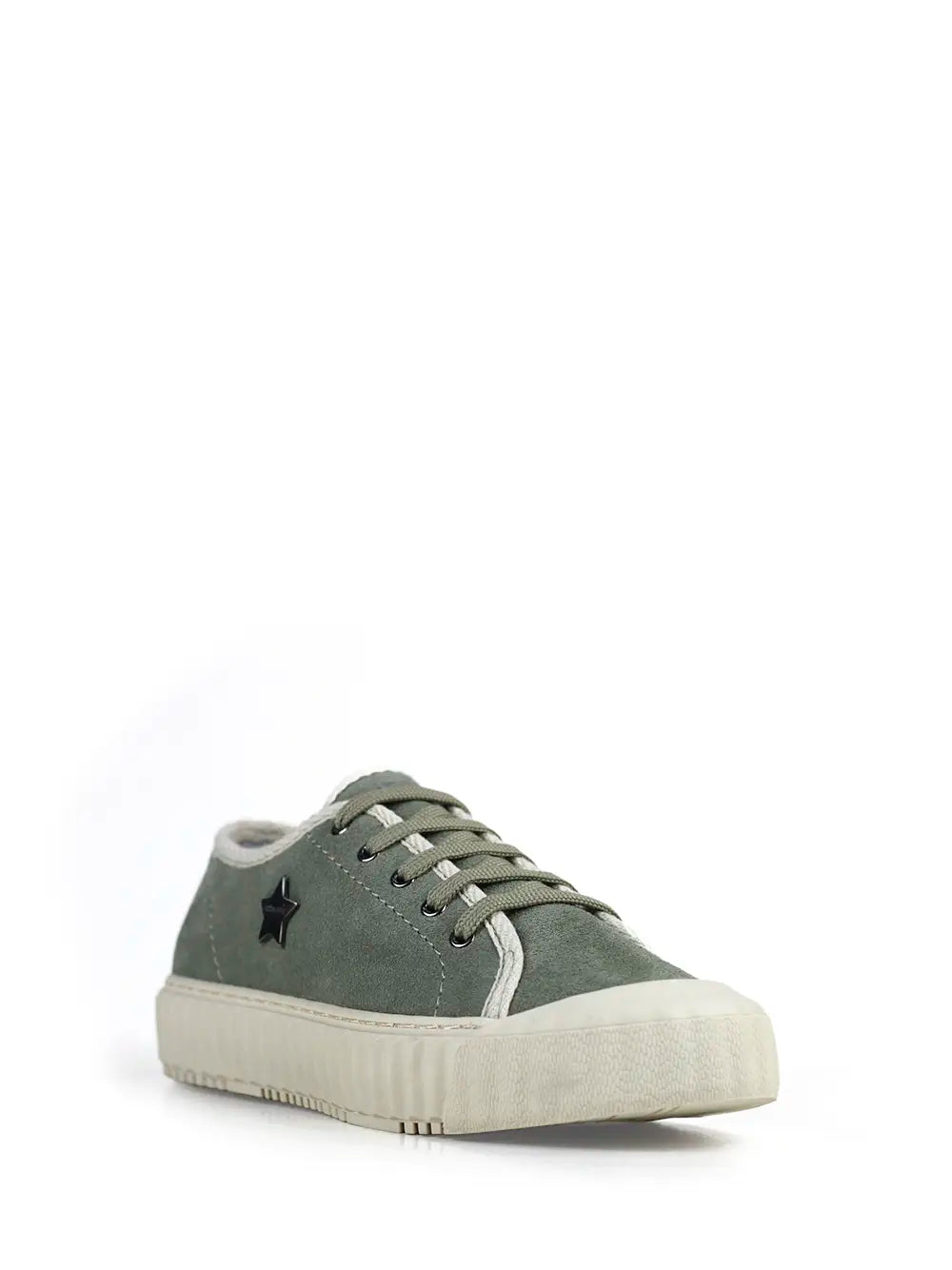 Green Suede Sneakers with Laces