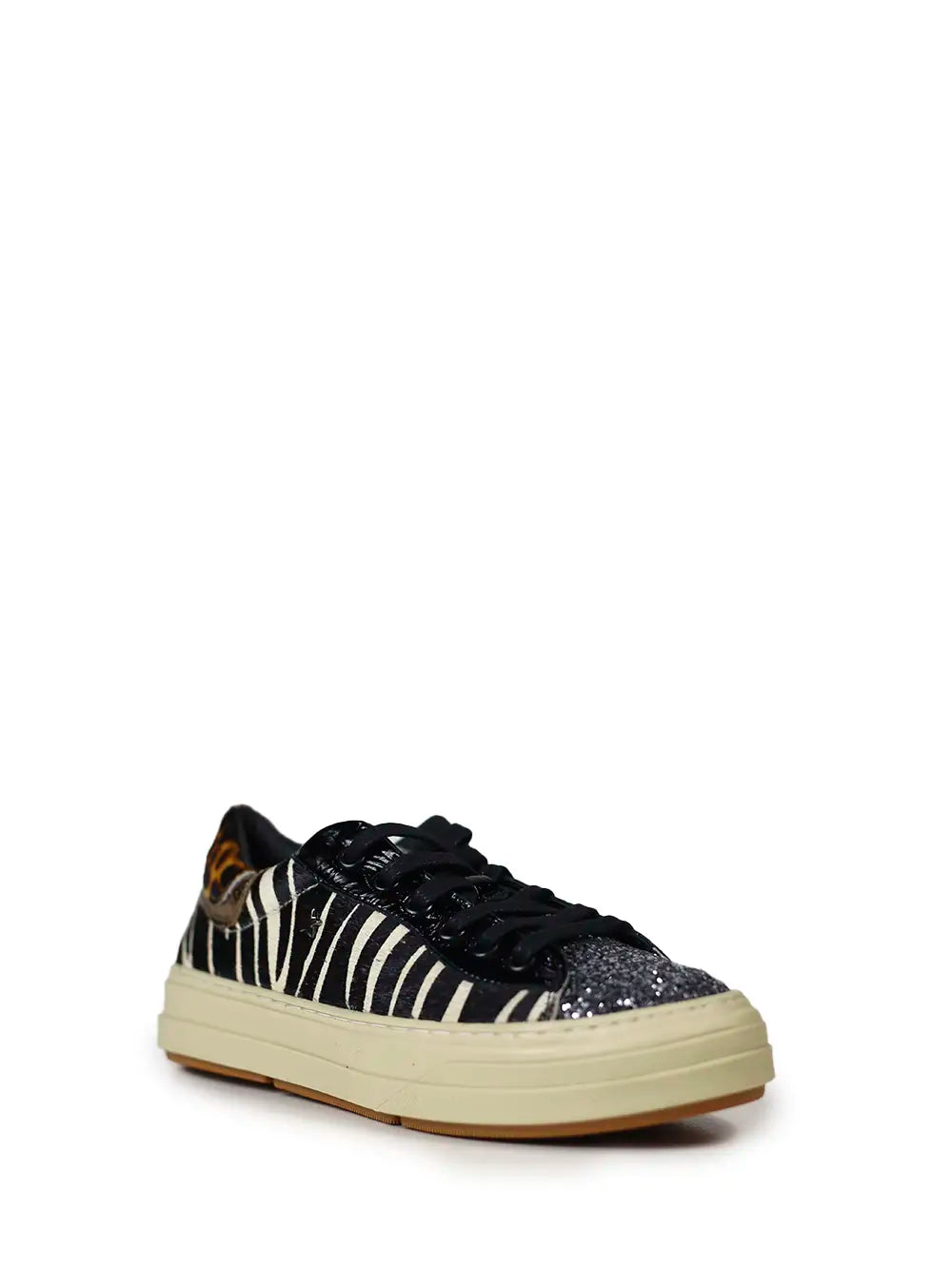 Zebra Print and Glitter Sneakers