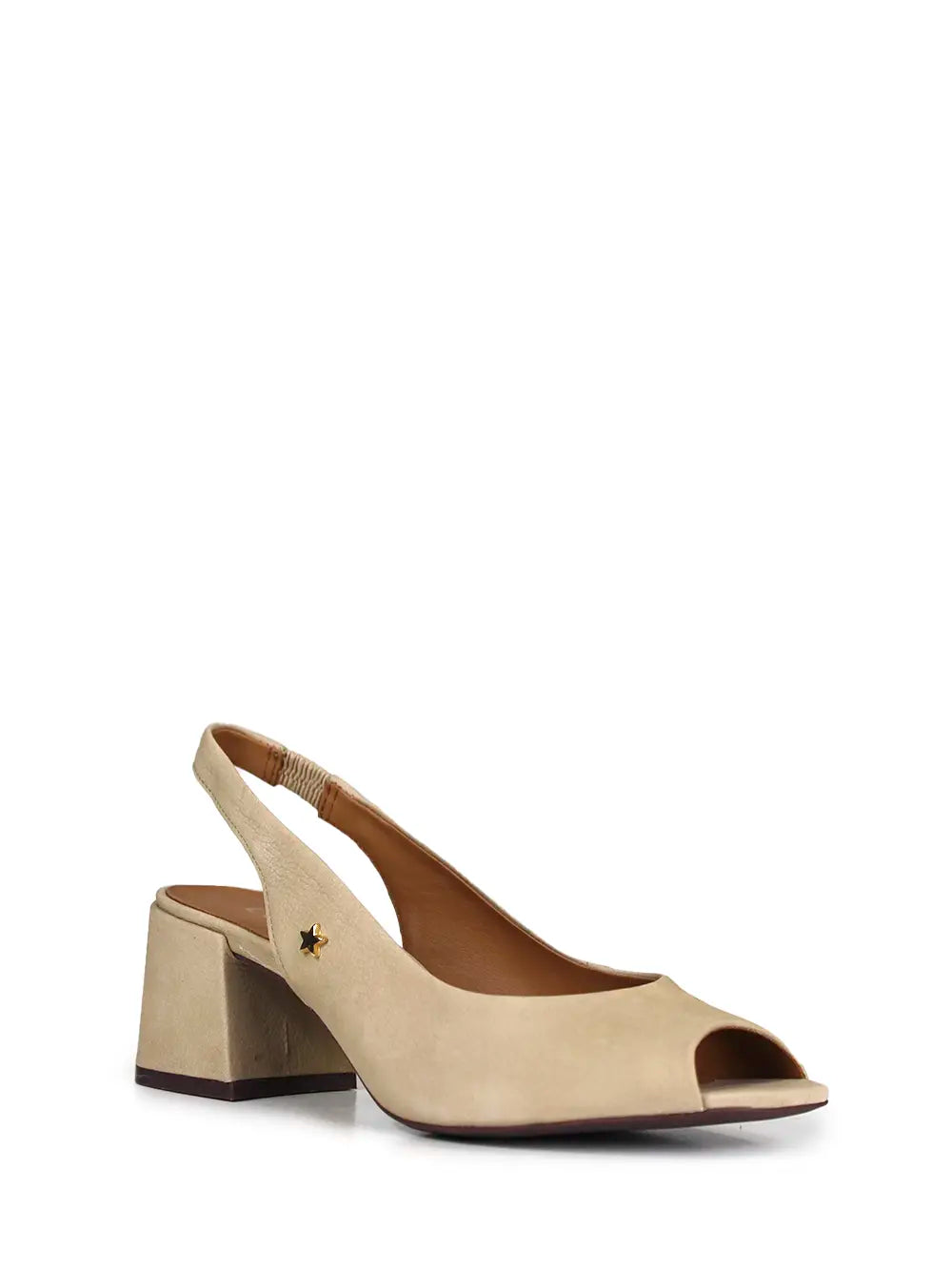 Sandália Peep Toe em Pele Beige