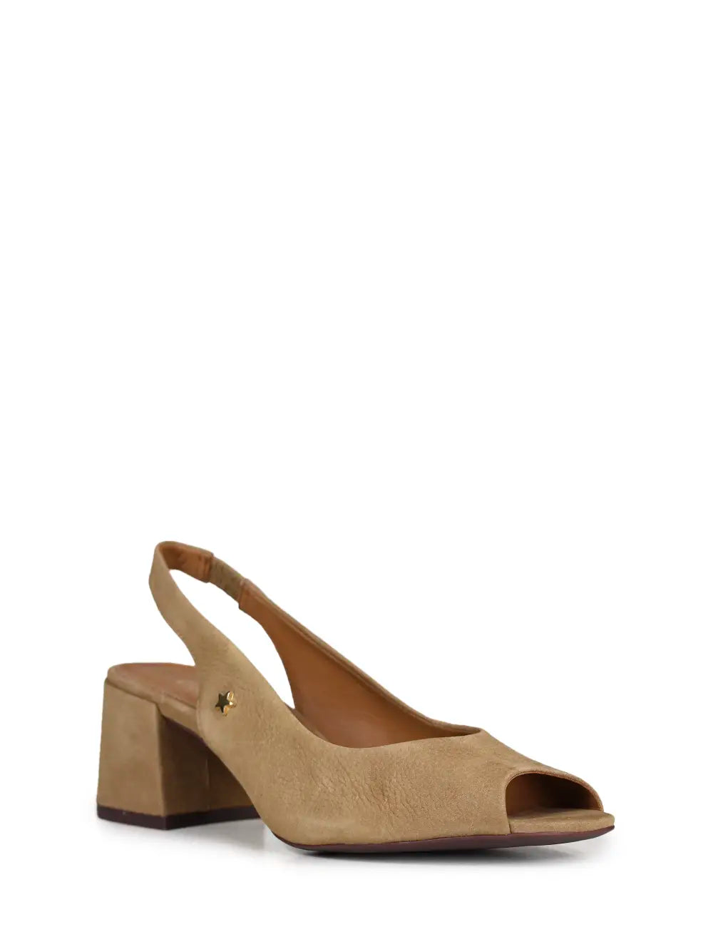 Sandália Peep Toe em Pele Camel