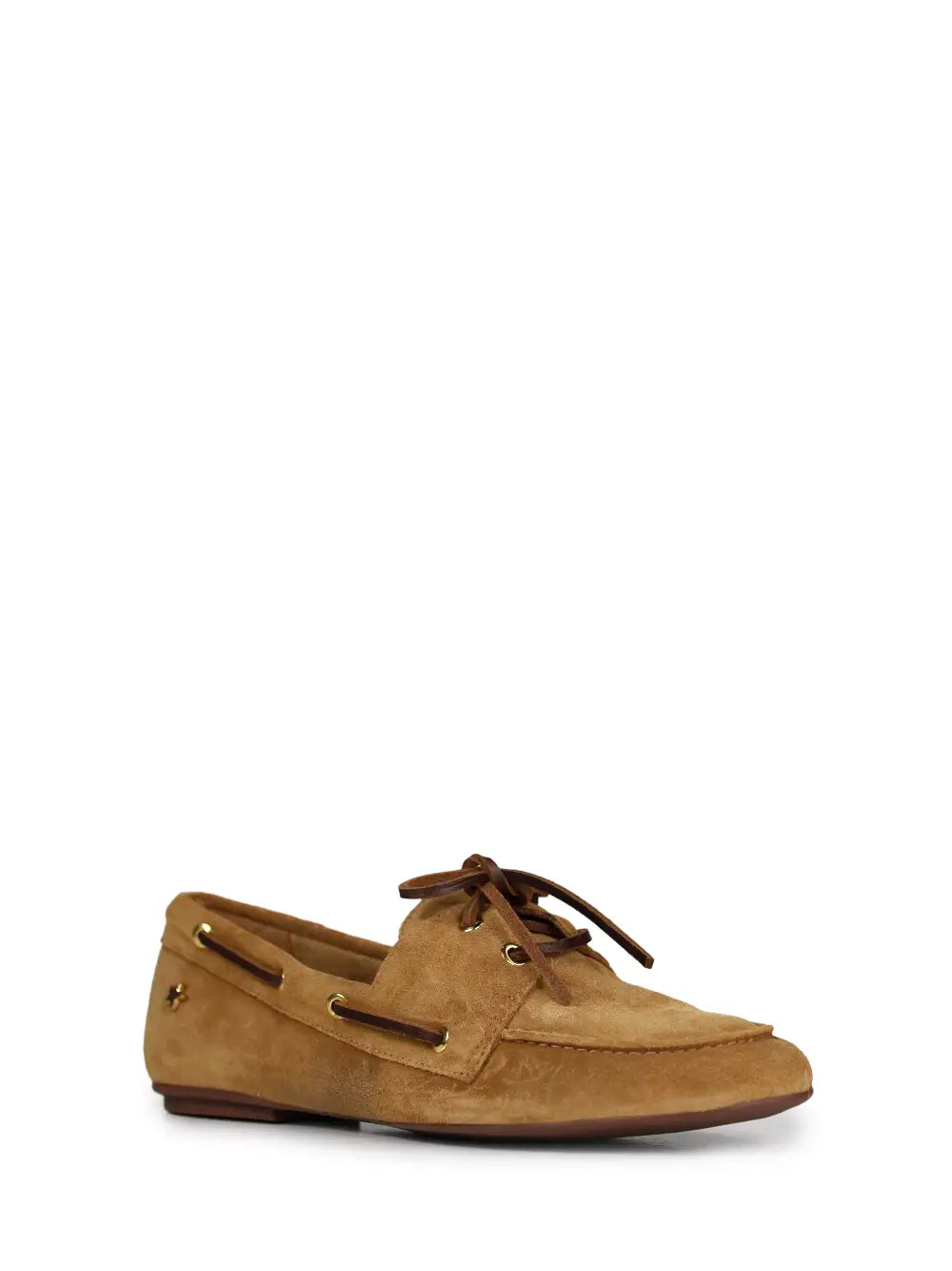 Camel Suede Loafers with Bow