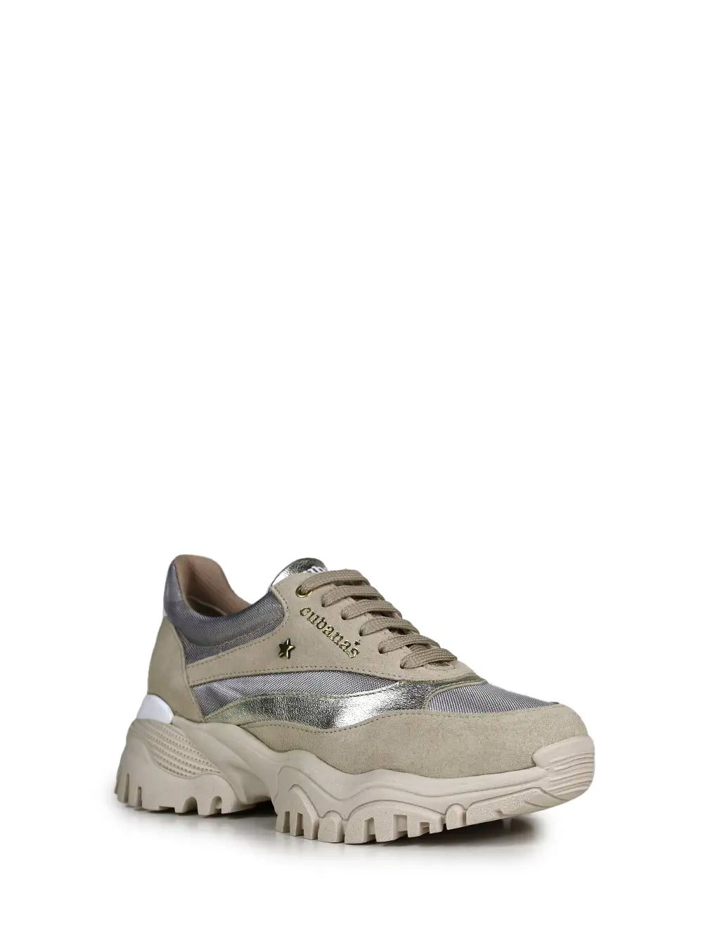 Beige Suede Trainers with Track Sole