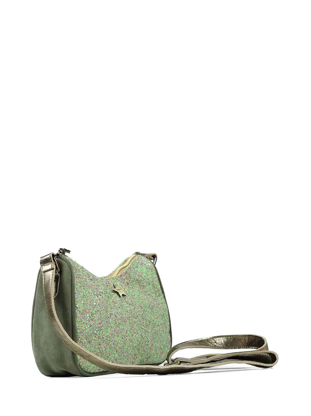 Mala Mini em Camurça Verde com Glitter