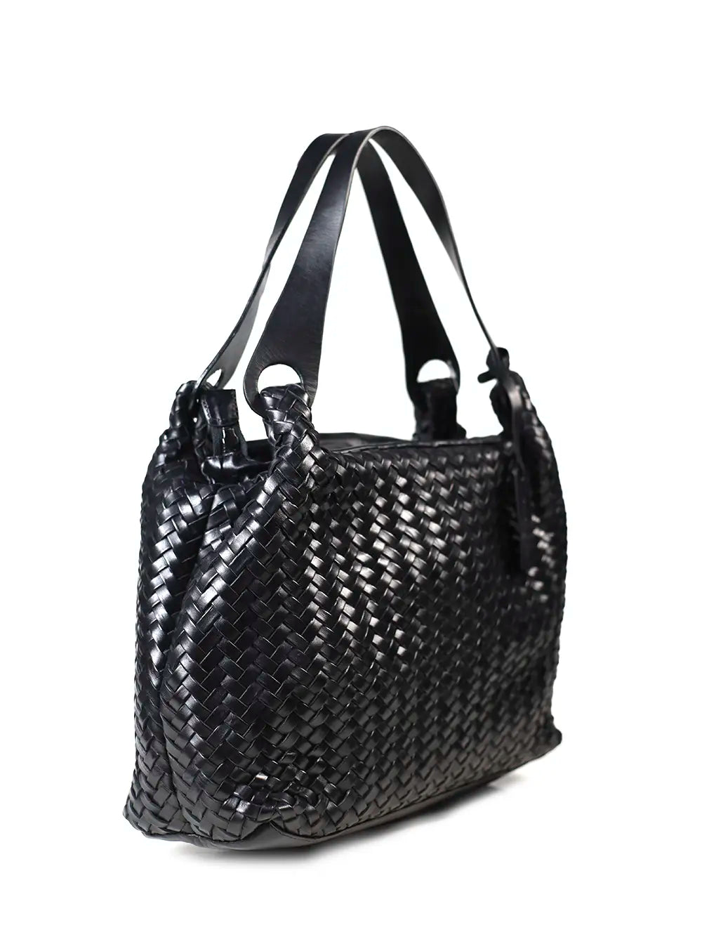 Black Braided Leather Bag