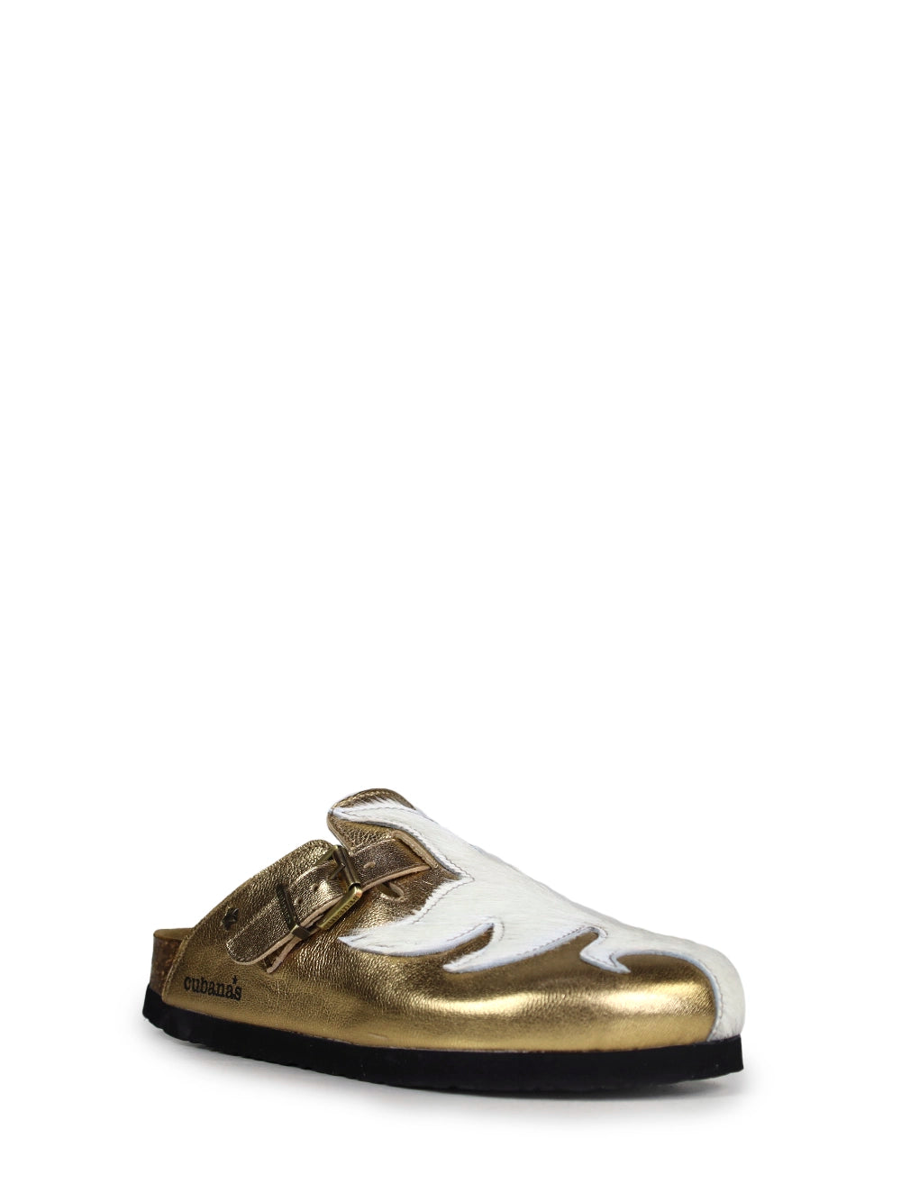 Maria Gold Leather and Fur Sandals