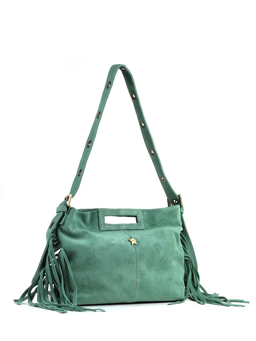 Green Suede Fringe Bag