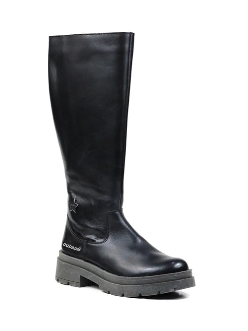 Black High-Top Leather Boot