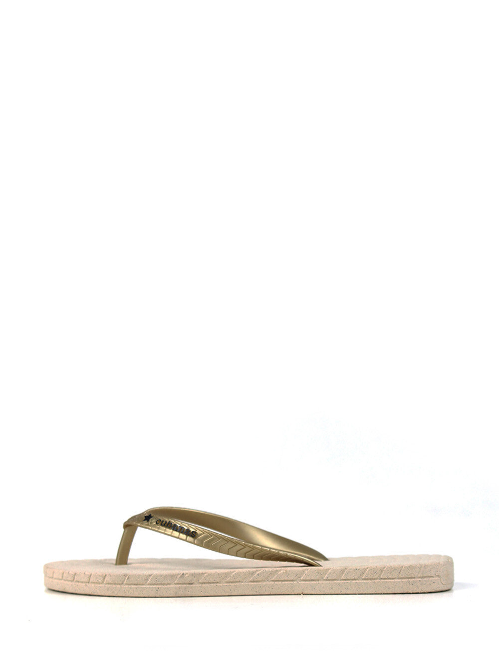 Chinelo Off-White com Tira Dourada
