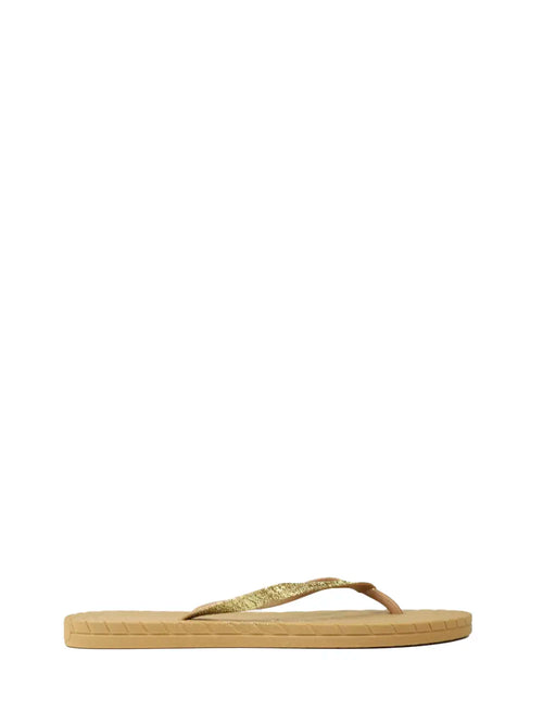 Beige Flip Flops with Glitter Strap