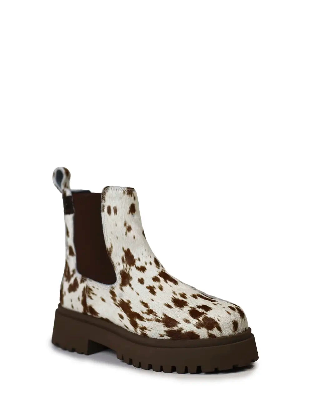 Bota Castanha em Animal Print de Vaca