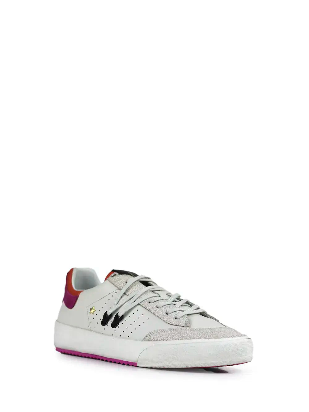 White Leather Lace-Up Sneakers