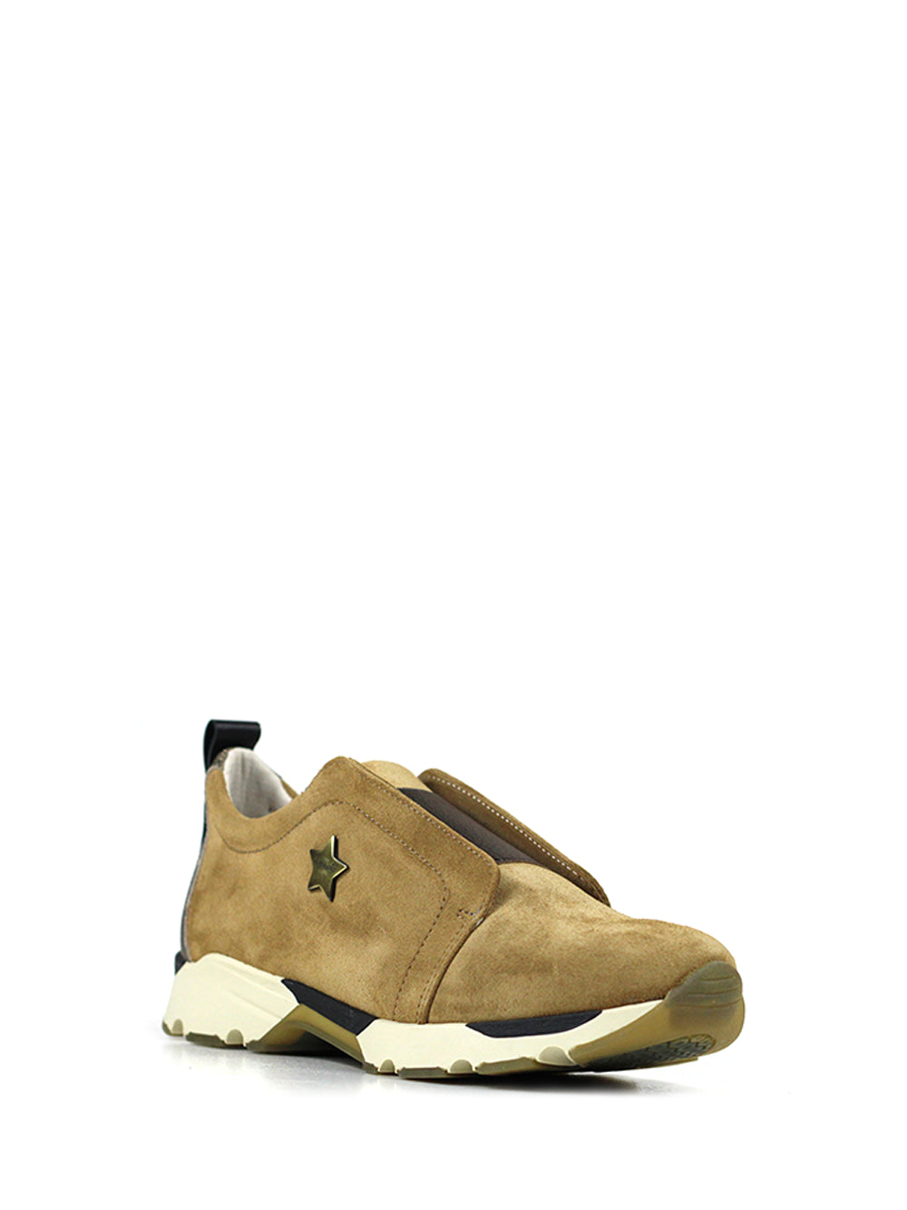 Brown Suede Trainers with Metallic Elastic